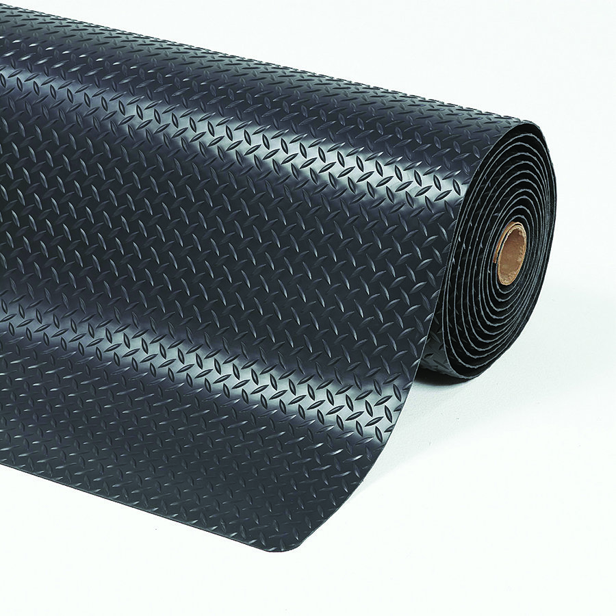 Černá protiúnavová průmyslová laminovaná rohož Cushion Trax - délka 22,8 m, šířka 91 cm a výška 1,4 cm 