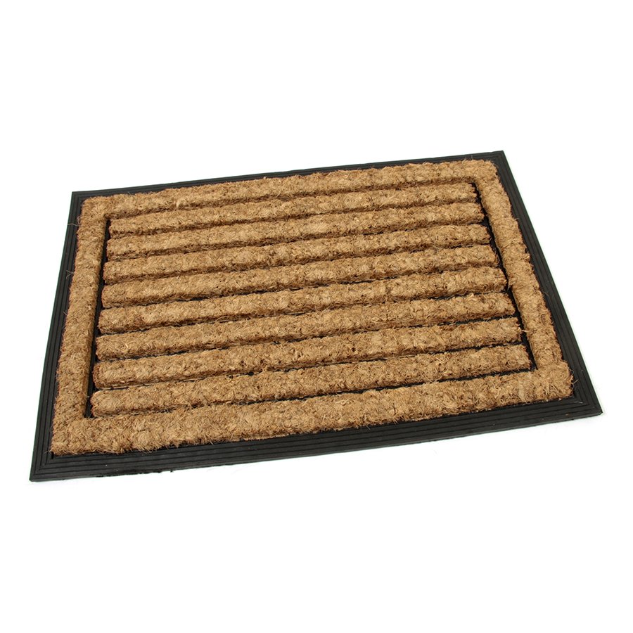 Kokosová čistící venkovní vstupní rohož Rectangle - Stripes, FLOMA - délka 40 cm, šířka 60 cm a výška 2,2 cm 