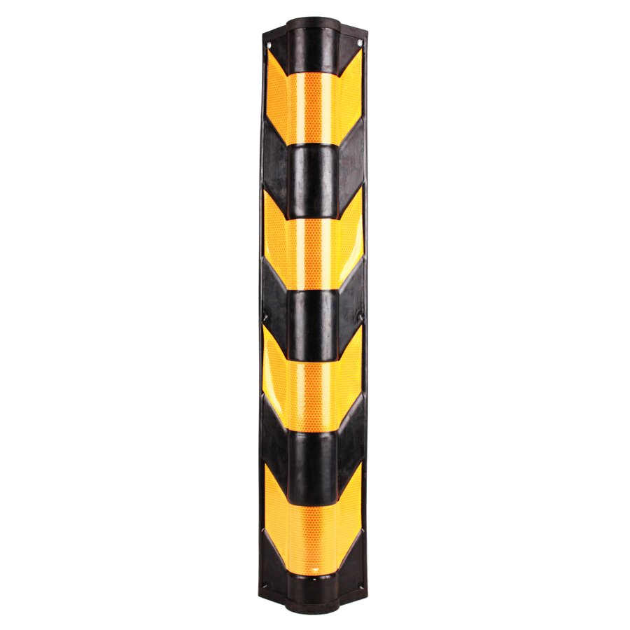 Černo-žlutý gumový reflexní ochranný pás (roh) (zaoblený profil) - délka 80 cm, šířka 10 cm, tloušťka 1 cm
