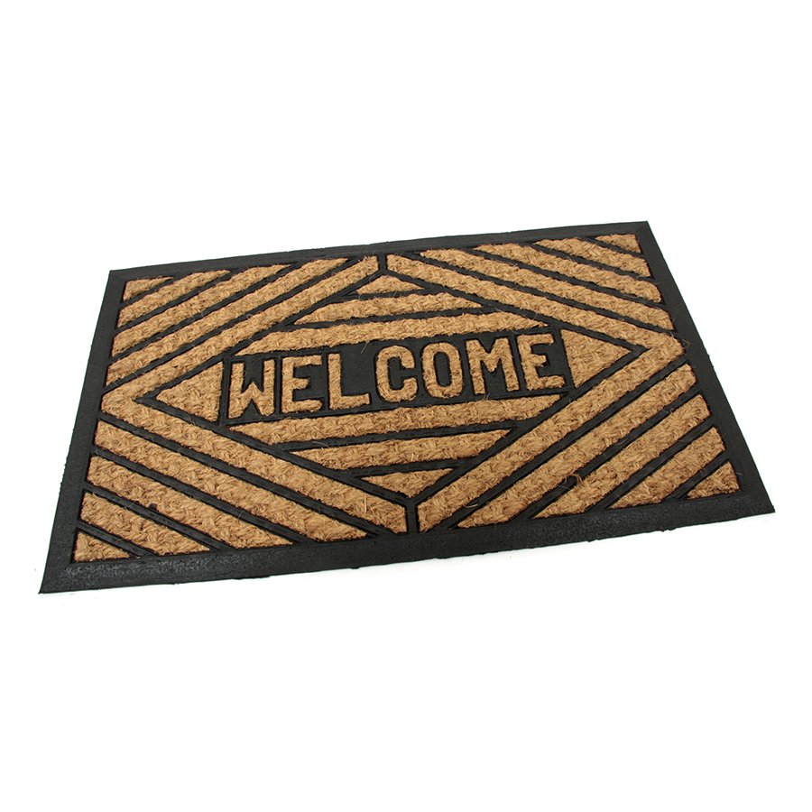 Kokosová čistící venkovní vstupní rohož Welcome - Rectangle, FLOMA - délka 45 cm, šířka 75 cm a výška 0,8 cm 