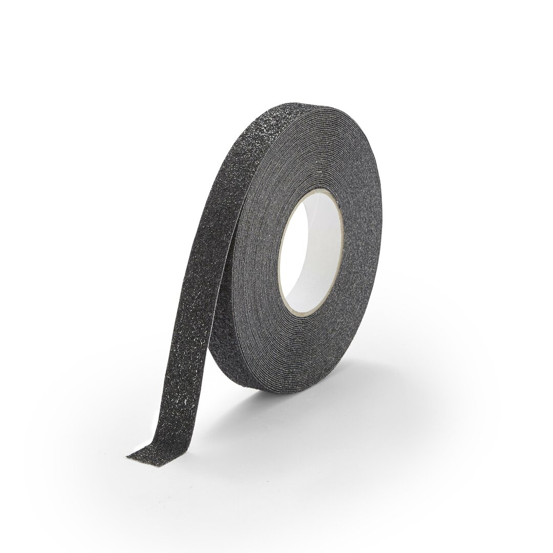 Černá korundová protiskluzová páska pro nerovné povrchy FLOMA Conformable - délka 18,3 m, šířka 2,5 cm, tloušťka 1,1 mm