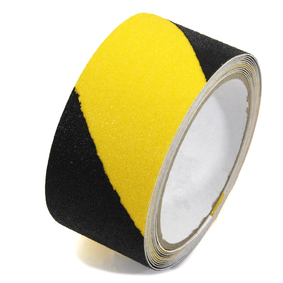 Černo-žlutá korundová protiskluzová páska FLOMA Standard Hazard - 3 x 5 cm tlouš