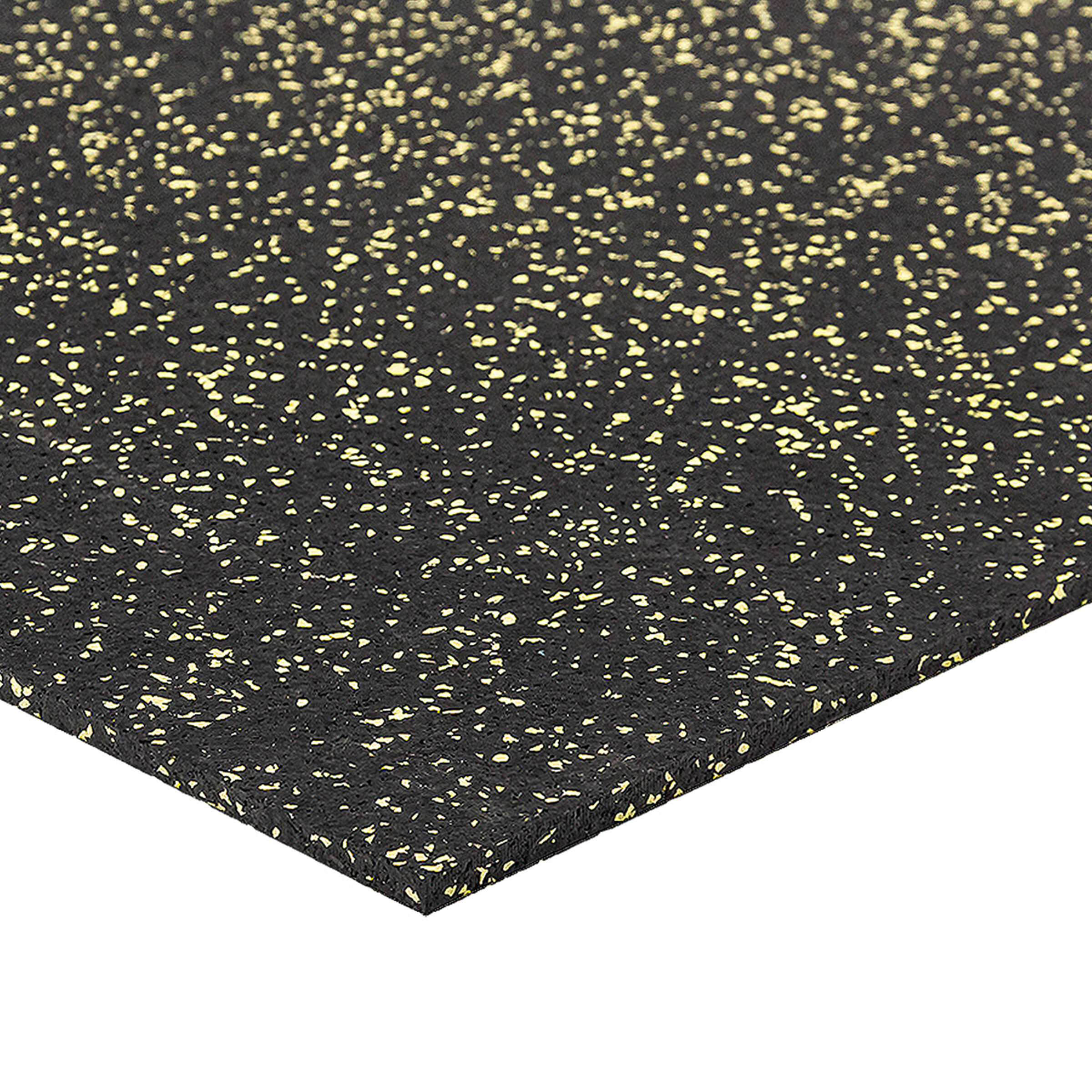Černo-žlutá podlahová guma (puzzle - roh) FLOMA FitFlo SF1050 - délka 50 cm, šířka 50 cm, výška 0,8 cm