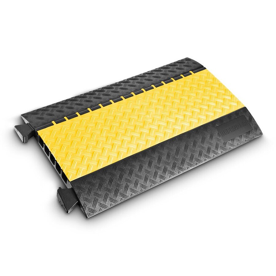 Černo-žlutý plastový kabelový most s transparentním víkem DEFENDER MIDI 5 LUX - délka 87 cm, šířka 53,8 cm, výška 5,5 cm