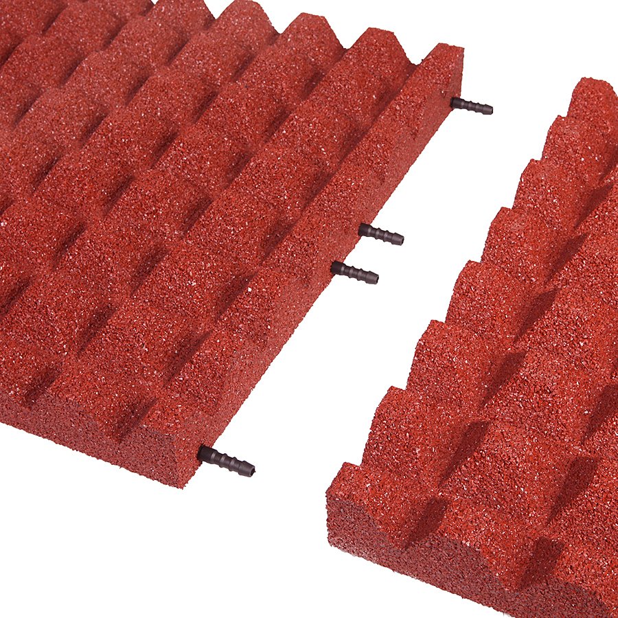 Červená gumová dopadová dlaždice (V55/R28) FLOMA - délka 50 cm, šířka 50 cm a výška 5,5 cm 
