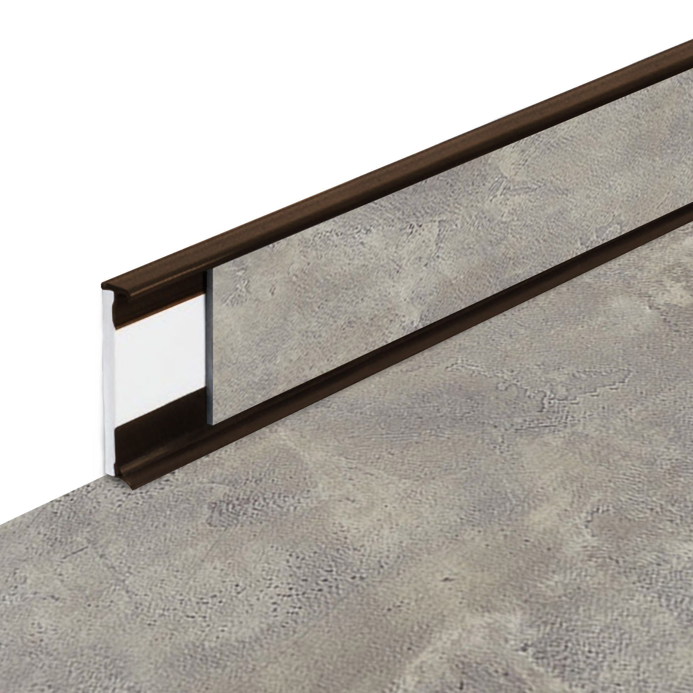 PVC vinylová soklová podlahová lišta Fortelock Business Forsen grey clay C022 brown - délka 200 cm, výška 5,8 cm, tloušťka 1,2 cm