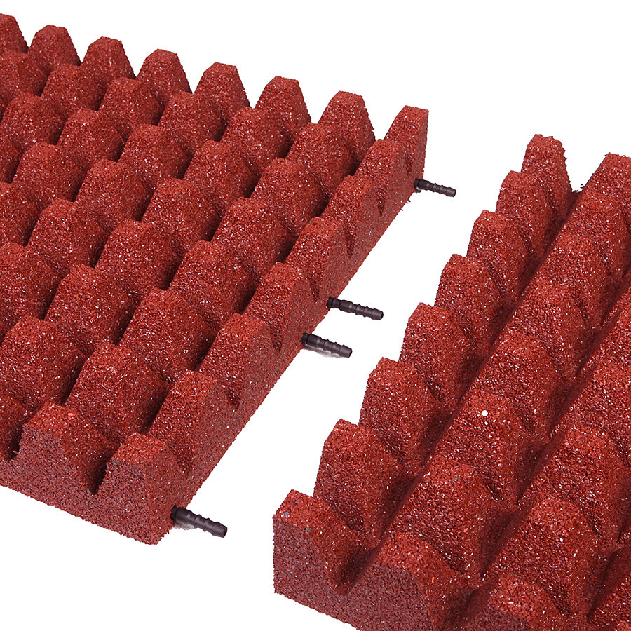 Červená gumová certifikovaná dopadová dlažba FLOMA V80/R50 - délka 50 cm, šířka 50 cm, výška 8 cm